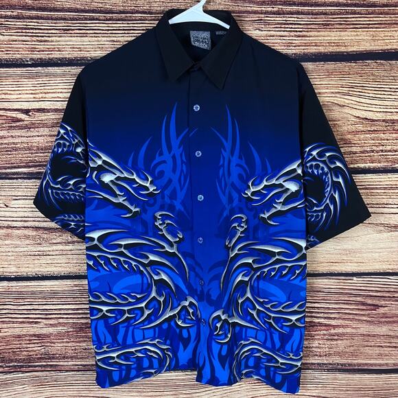 Vintage Y2k Authentic Shaolin Dragon Button Up Shirt - Picture 2 of 7
